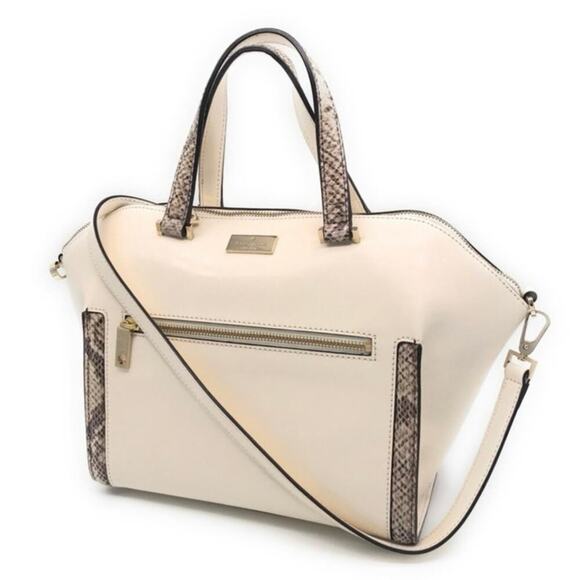 Kate spade Handbags - Kate Spade Savannah Parliament Square (Cement/Natural Snake) smooth leather bag